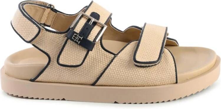 Tommy Hilfiger Sandalen RAFIA SPORTY SANDAL zomerschoen sandaal plateauhak met klittenbandsluitingen