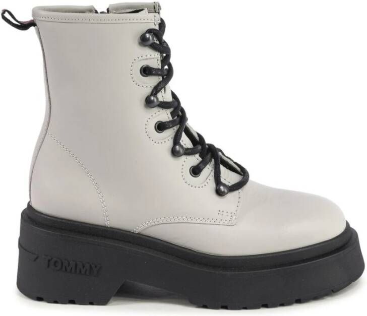Tommy Jeans Lace Up Dames Schoenen Grijs Maat: 36 Leer Foot Locker