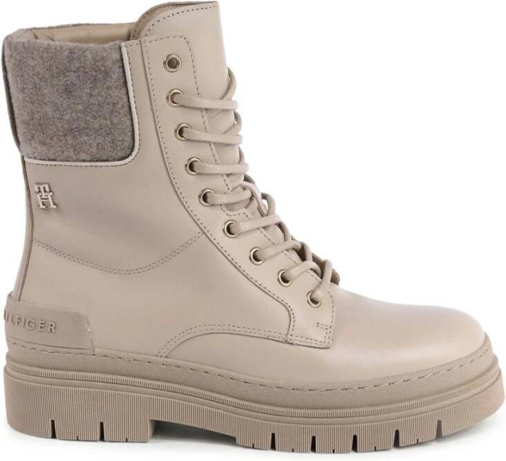 Tommy Hilfiger Beige Vetersluiting Enkellaarsje Beige Dames - Foto 3