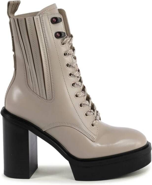 Tommy Hilfiger Beige LaceUp Platform Enkellaarzen