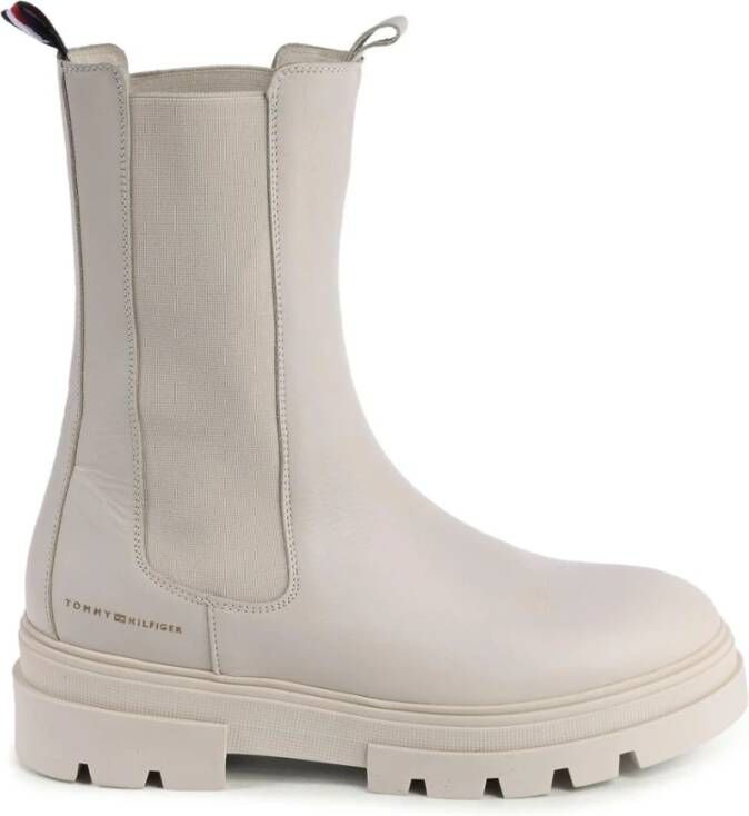 Tommy Hilfiger Beige Leren Chelsea Laarzen