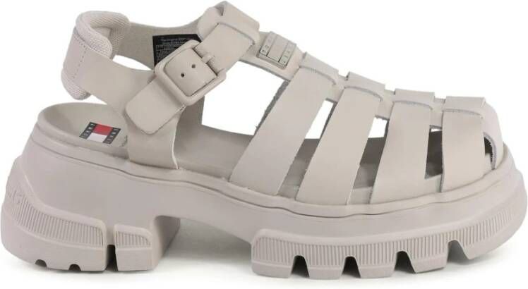 Tommy Hilfiger Beige Leren Enkelband Sandaal