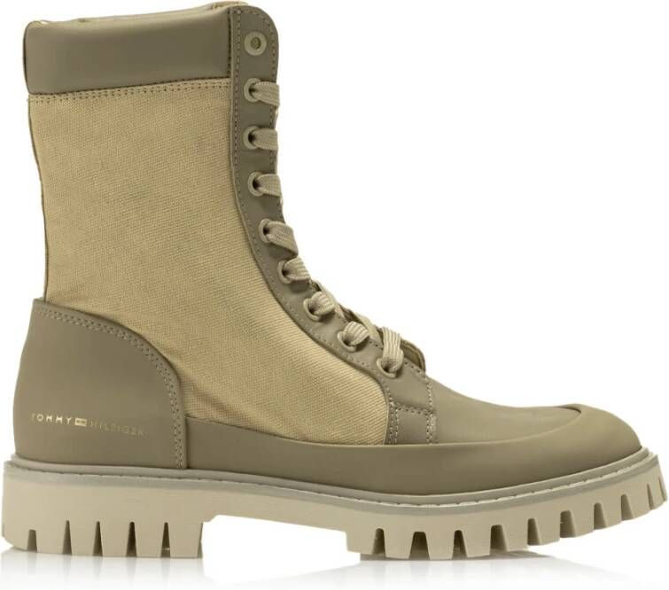 Tommy Hilfiger Beige Leren High-Top Sneakers Beige Dames
