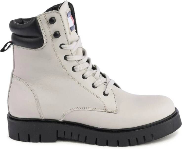 Tommy Hilfiger Beige Leren LaceUp Enkellaarzen
