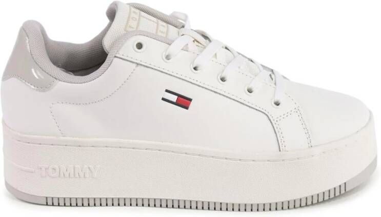 Tommy Hilfiger Beige Leren Platform Sneakers