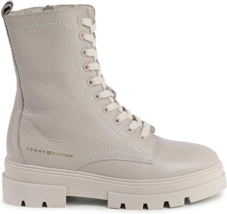 Tommy Hilfiger Beige Leren Platformlaarzen