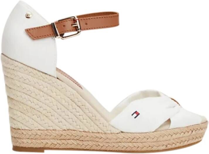 Tommy Hilfiger Highheel sandaaltjes BASIC OPENED TOE HIGH WEDGE zomerschoen sandaal keilhak met subtiele vlagborduursel