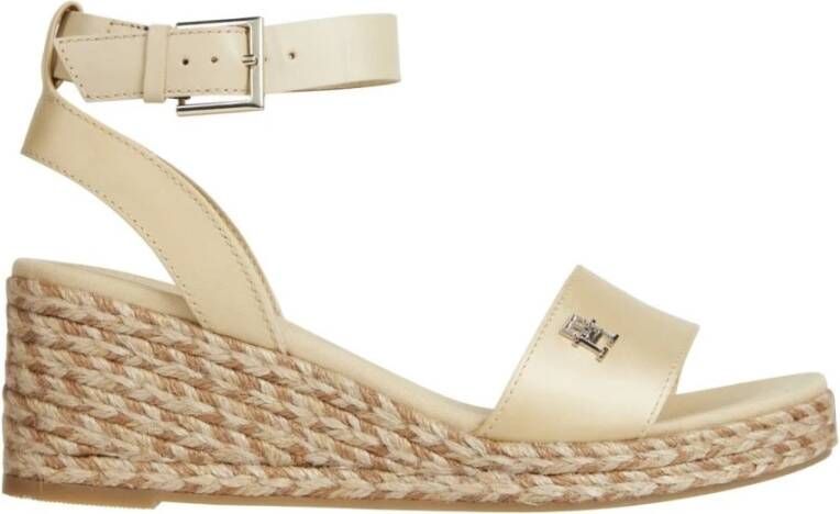 Tommy Hilfiger Beige Satijnen Platte Sandaal Beige Dames