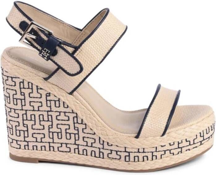 Tommy Hilfiger Beige Sleehak Espadrille Sandalen