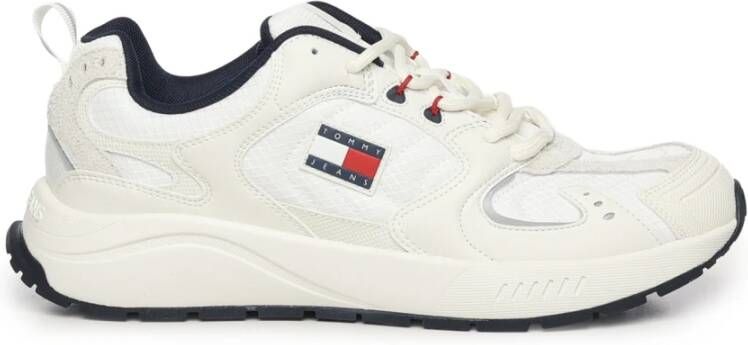 Tommy Hilfiger Beige Sneakers met Mix Materialen