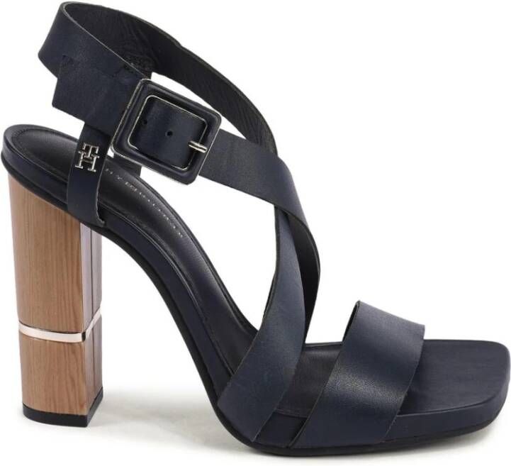 Tommy Hilfiger Premium Leren Blauwe Sandalen