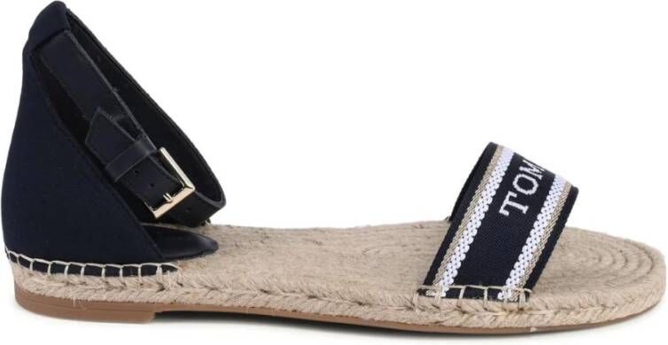 Tommy Hilfiger Blauwe Jute Plateau Sleehak Sandalen