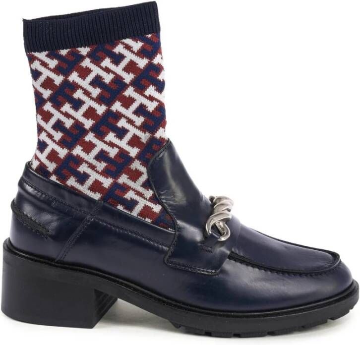 Tommy Hilfiger Blauwe Leren Enkellaarzen