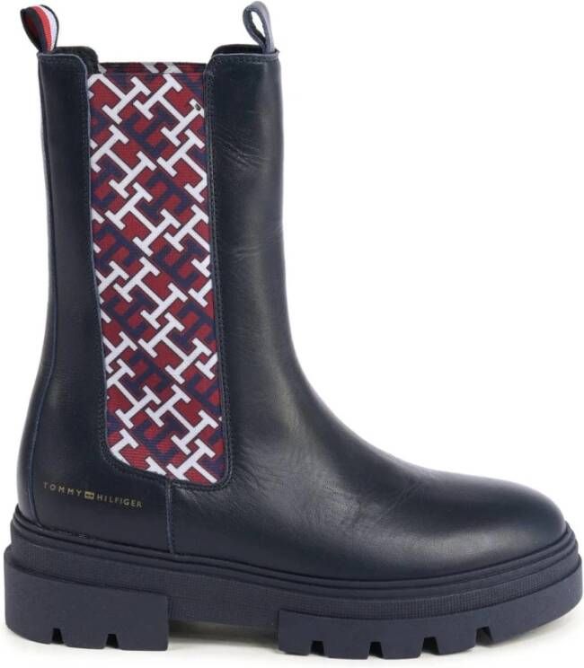 Tommy Hilfiger Chelsea boots van echt leer met logomotief