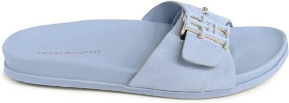 Tommy Hilfiger Blauwe Leren Slide Sandalen