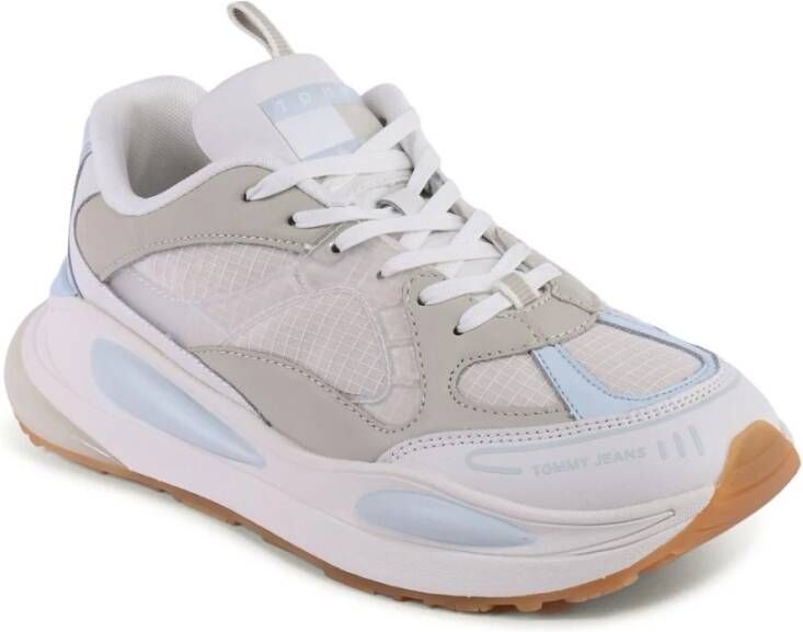 Tommy Hilfiger Blauwe Leren Sneaker met Polyurethaan Details