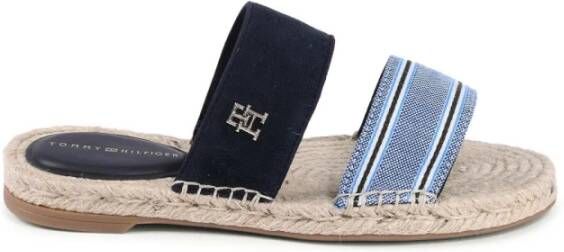 Tommy Hilfiger Blauwe leren tweeriem sandalen