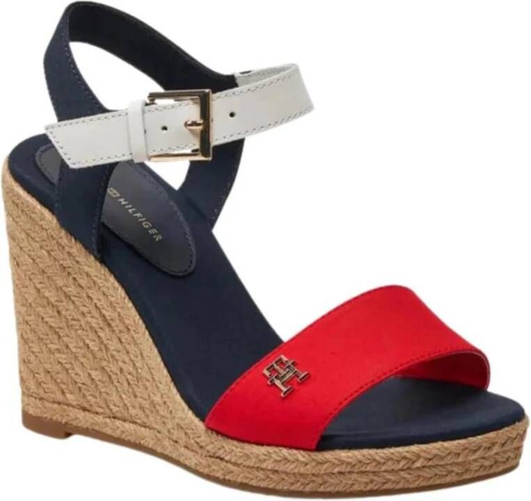 Tommy Hilfiger Blauwe Plateau Sandalen met Gesp Strik Multicolor Dames