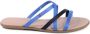 Tommy Hilfiger Blauwe Platte Leren Sandalen - Thumbnail 1