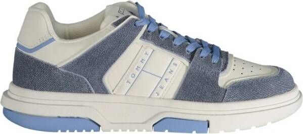 TOMMY JEANS Plateausneakers THE BROOKLYN DENIM LEATHER plateau vrijetijdsschoen lage schoen veterschoen in contrastlook