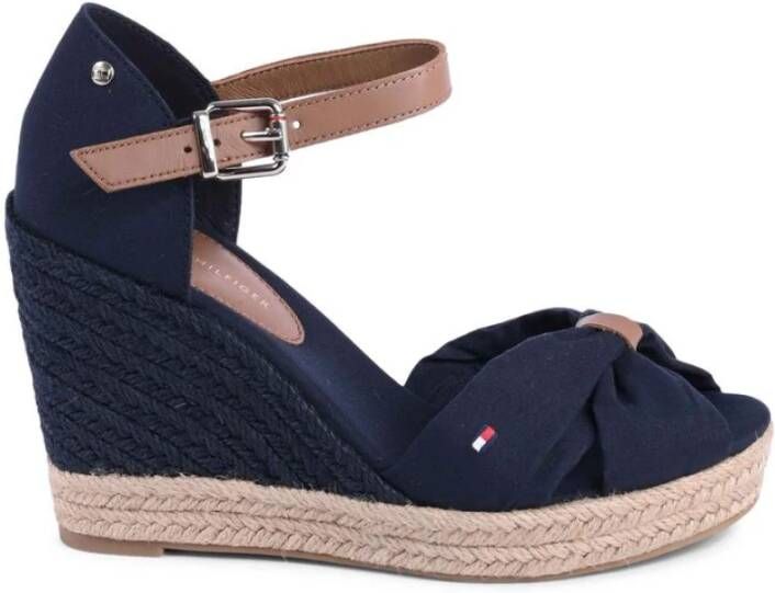 Tommy Hilfiger Blauwe Sleehak Espadrilles Sandalen Geknoopte Teen