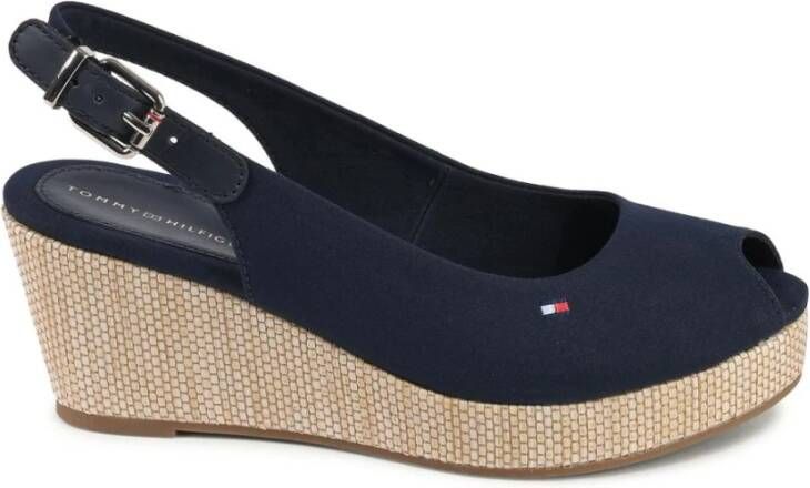 Tommy Hilfiger Sandaaltjes ICONIC ELBA SLING BACK WEDGE zomerschoen sandaal keilhak met jute bekleding