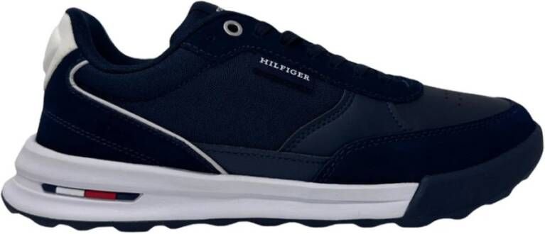 Tommy Hilfiger Blauwe Sneakers Ronde Neus Platte Hak