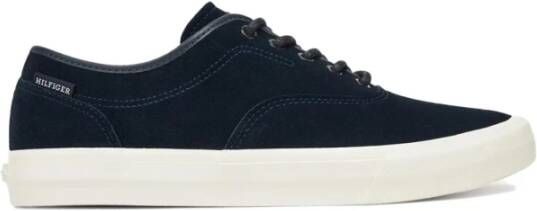 Tommy Hilfiger Blauwe Sneakers Ronde Neus Platte Hak
