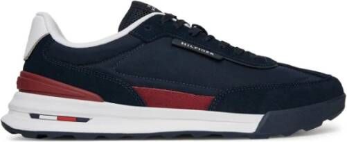 Tommy Hilfiger Blauwe Sneakers Ronde Neus Platte Hak