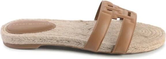 Tommy Hilfiger Bruine Jute Slide Sandalen