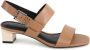 Tommy Hilfiger Bruine leren blokhak sandalen - Thumbnail 1