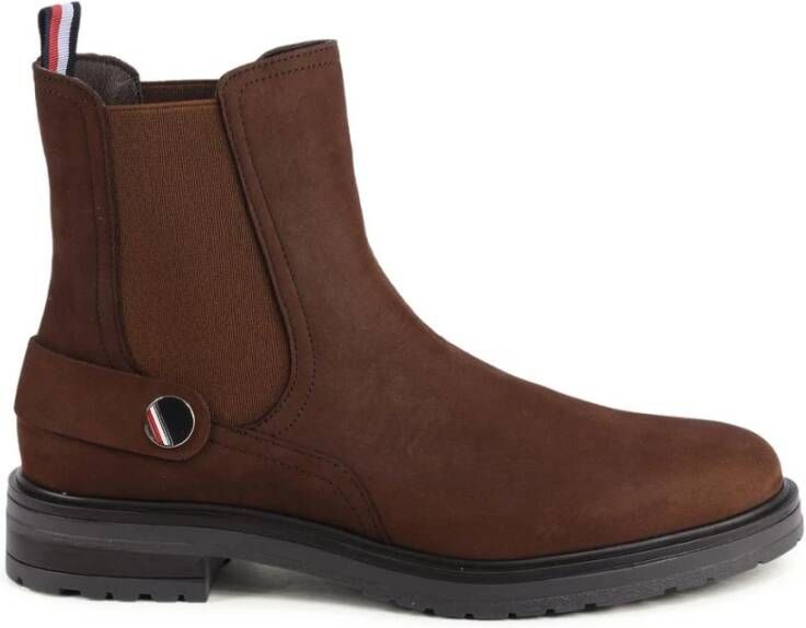 Tommy Hilfiger Bruine Leren Chelsea Boots Casual Stijl