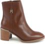Tommy Hilfiger Bruine leren enkellaarzen - Thumbnail 1