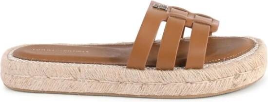 Tommy Hilfiger Slippers AUTHENTIC FLAT LTHR ESPADRILLE plateau zomerschoen slippers met mooie bandjes