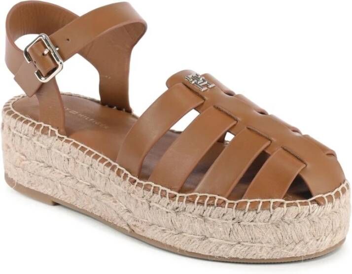Tommy Hilfiger Sandalen TH AUTHENTIC LEATHER ESPADRILLE zomerschoen sandaal plateauhak met verstelbare gesp