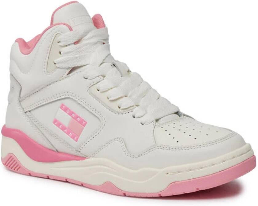 TOMMY JEANS Plateausneakers TJW NEW BASKET MC veterschoen vrijetijdsschoen high top-sneaker met contrastafwerkingen