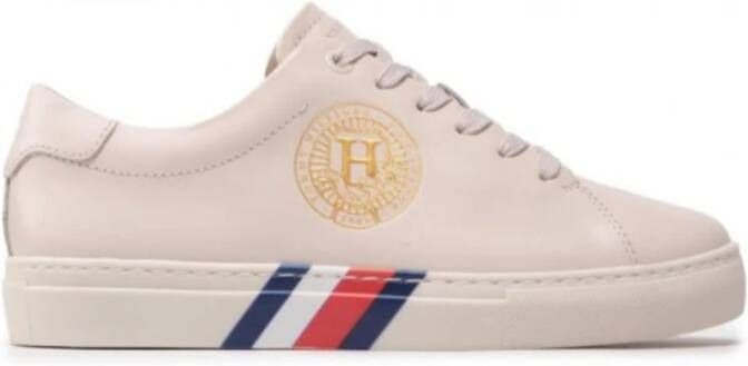 Tommy Hilfiger Beige Polyester Sneaker met Contrasterende Details Beige Dames