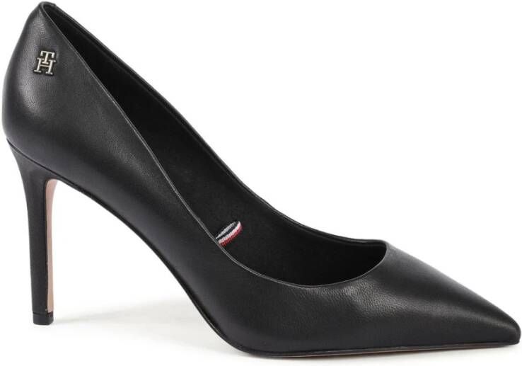 Tommy Hilfiger Elegante Zwarte Leren Hakken