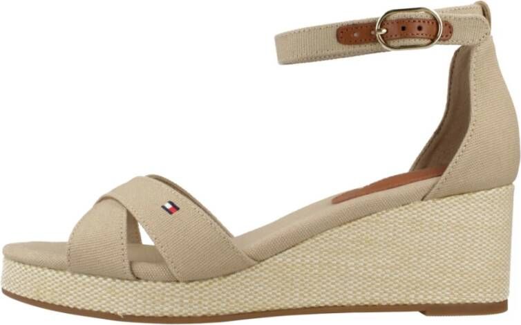 Tommy Hilfiger Sleehaksandaaltjes FLAG CRISS-CROS MID WEDGE ESPAD bandjessandaal zomerschoen met verstelbare gesp