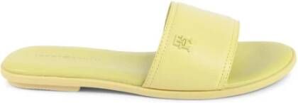 Tommy Hilfiger Gele Leren Slide Sandalen Casual Wear
