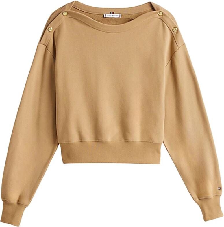 Tommy Hilfiger Gouden Knoop Boot Hals Sweater