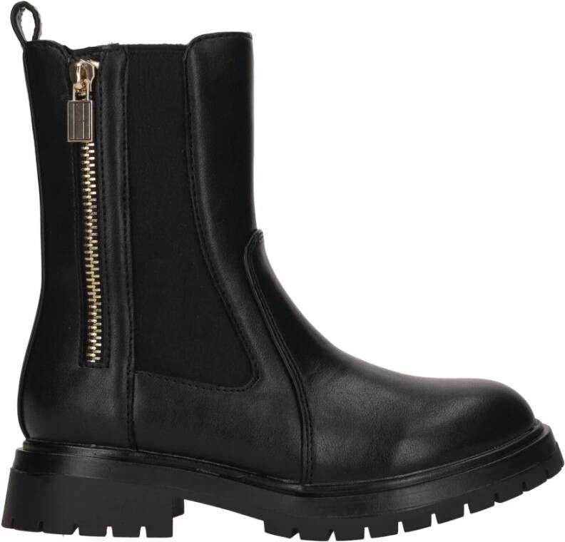 Tommy Hilfiger Gouden Rits Chelsea Laarzen Black Dames
