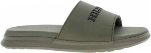 Tommy Hilfiger Groen Logo Open Teen Platte Sandalen