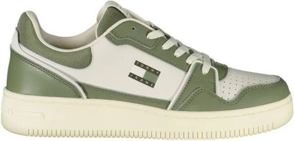 Tommy Hilfiger Groene Leren Heren Sneaker Dynamische Rand