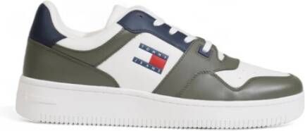 Tommy Hilfiger Groene Leren Sneakers Rubberen Zool Mannen Green Heren