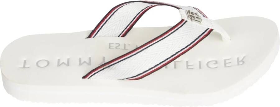 Tommy Hilfiger NU 21% KORTING Teenslippers TH HARDWARE FLAT BEACH SANDAL met een gestempeld logo in de binnenzool