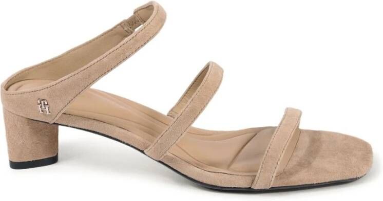 Tommy Hilfiger Khaki Leren Blokhak Sandalen