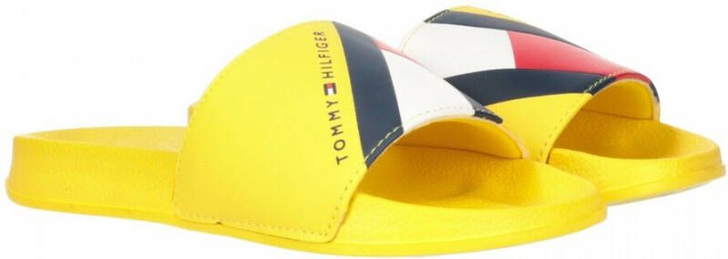 Tommy Hilfiger Kinderslippers met vlaggenprint Geel Unisex - Foto 2