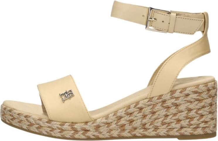 Tommy Hilfiger Kleurrijke Sleehak Satijnen Sandalen Beige Dames