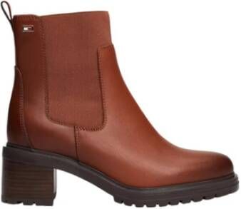 Tommy Hilfiger Middelhoge leren Chelsea laarzen Bruin Brown Dames - Foto 3